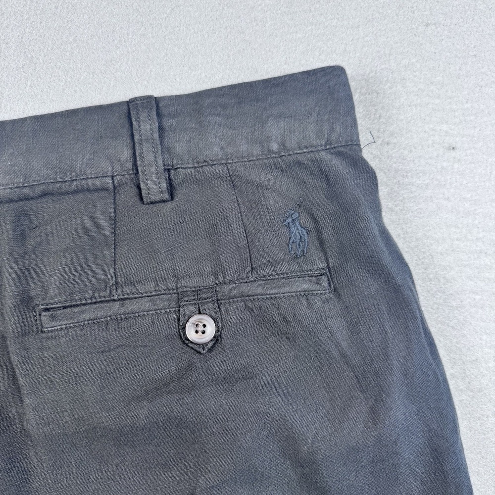 Polo Ralph Lauren Linen Blend Bedford Pants 36x32 Black Flat Front Beach Travel - Picture 6 of 9